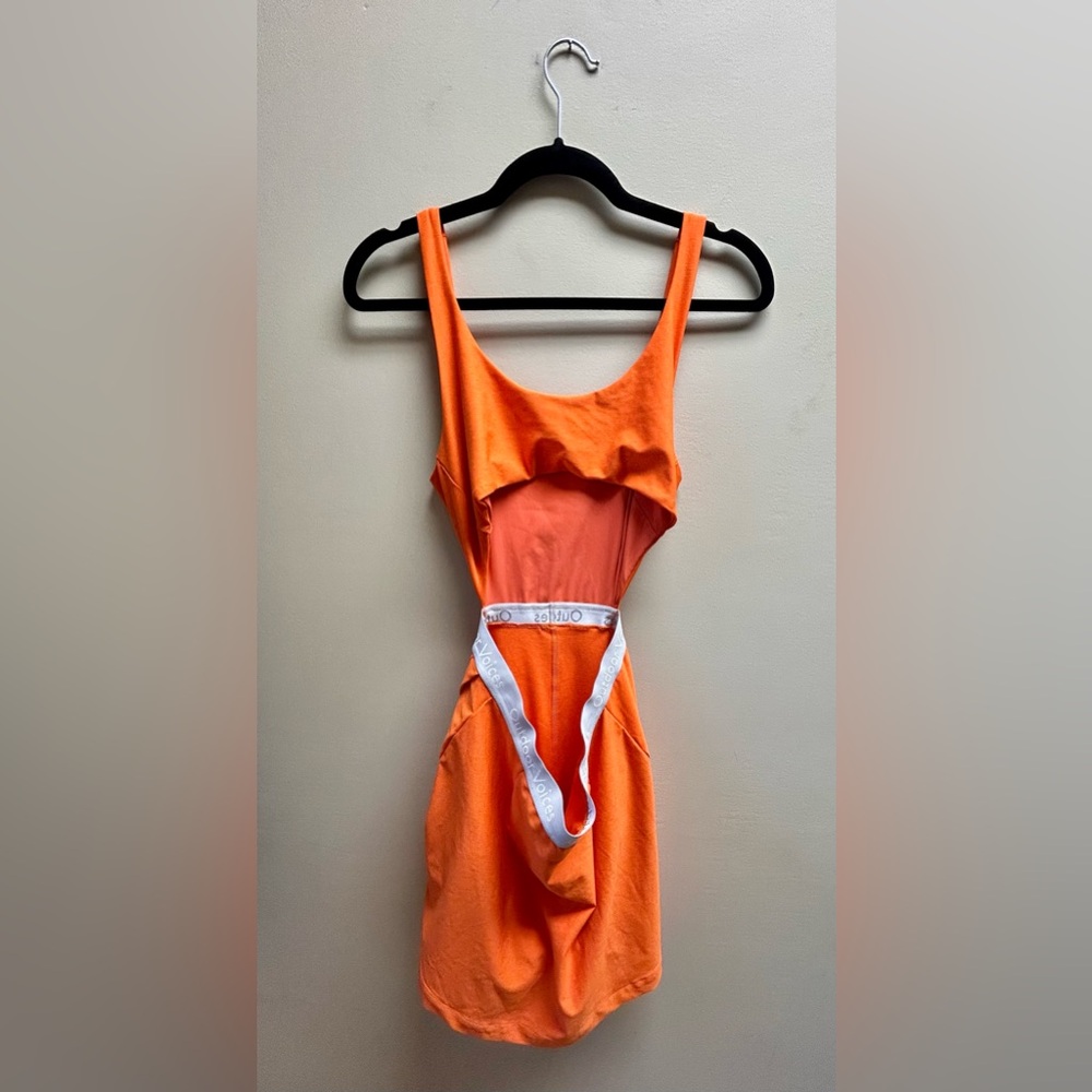 Outdoor Voices Court Cutout Tennis Dress in the color Clementine - Picture 3 of 6